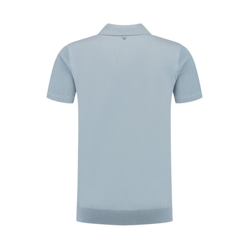 Braided Knitwear Polo Blue Grey-Pure Path-Mansion Clothing