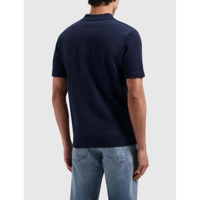 Braided Knitwear Polo Navy-Pure Path-Mansion Clothing