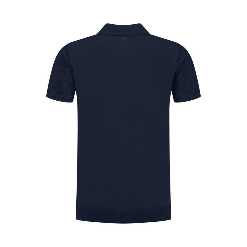 Braided Knitwear Polo Navy-Pure Path-Mansion Clothing