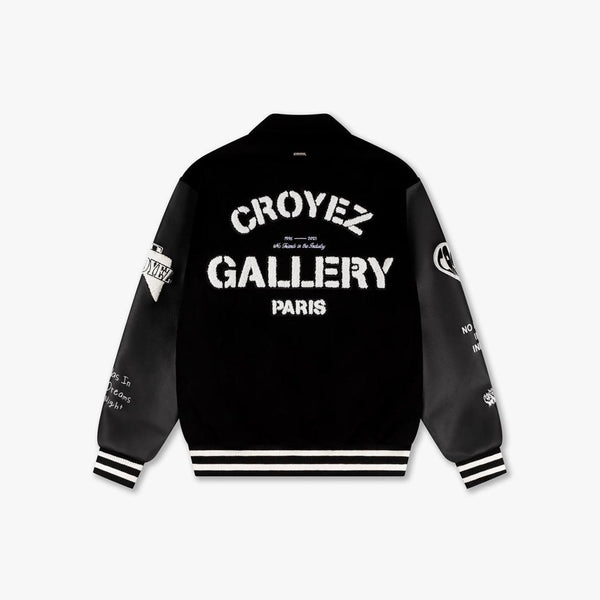 Croyez Artwork Varsity Jacket Black