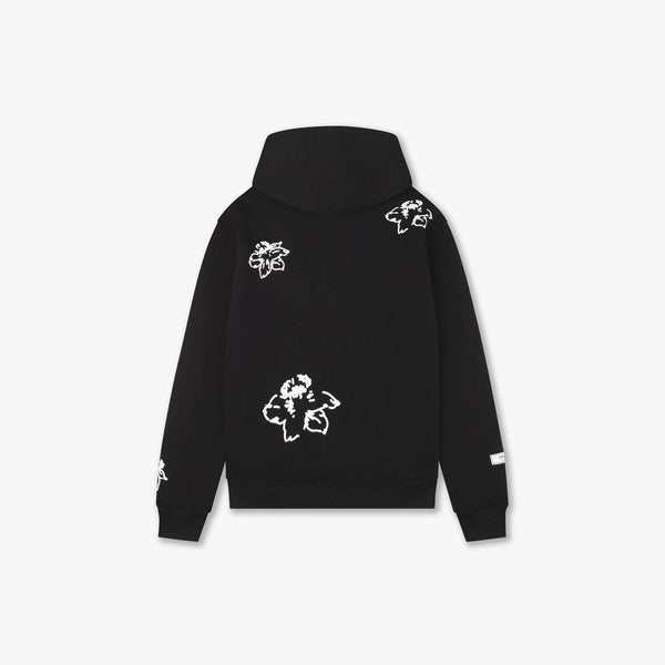 Croyez Initial Flower Hoodie Black