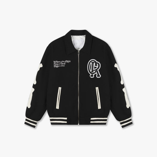 Echoes of Eternity Varsity Jacket Black/Off-White-Croyez-Mansion Clothing