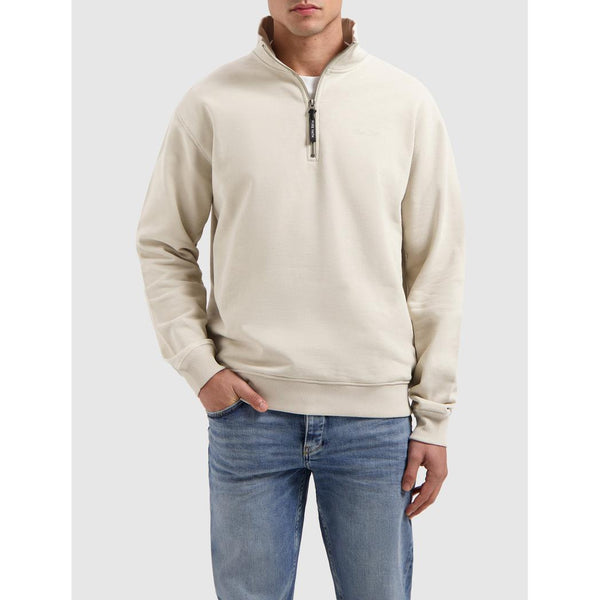 Embroidery Half-zip Sweater Sand-Pure Path-Mansion Clothing