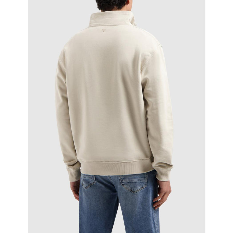 Embroidery Half-zip Sweater Sand-Pure Path-Mansion Clothing