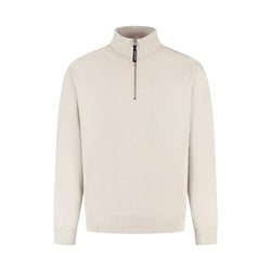 Embroidery Half-zip Sweater Sand-Pure Path-Mansion Clothing