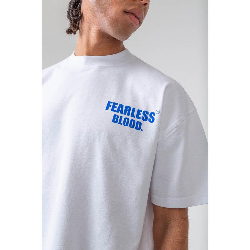 Fearless Blood Logo Tee White/Capri Blue-Fearless Blood-Mansion Clothing