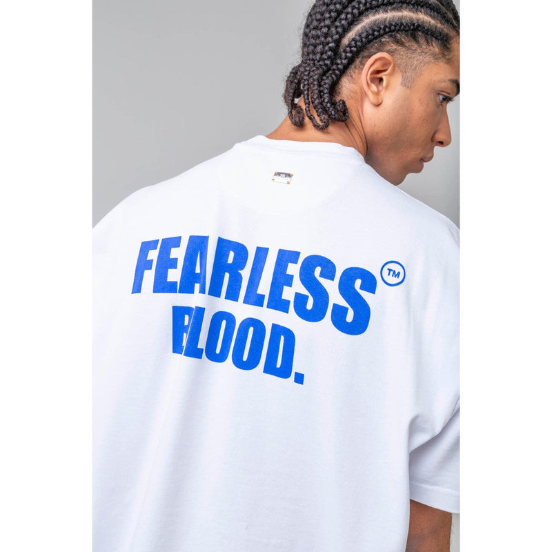 Fearless Blood Logo Tee White/Capri Blue-Fearless Blood-Mansion Clothing