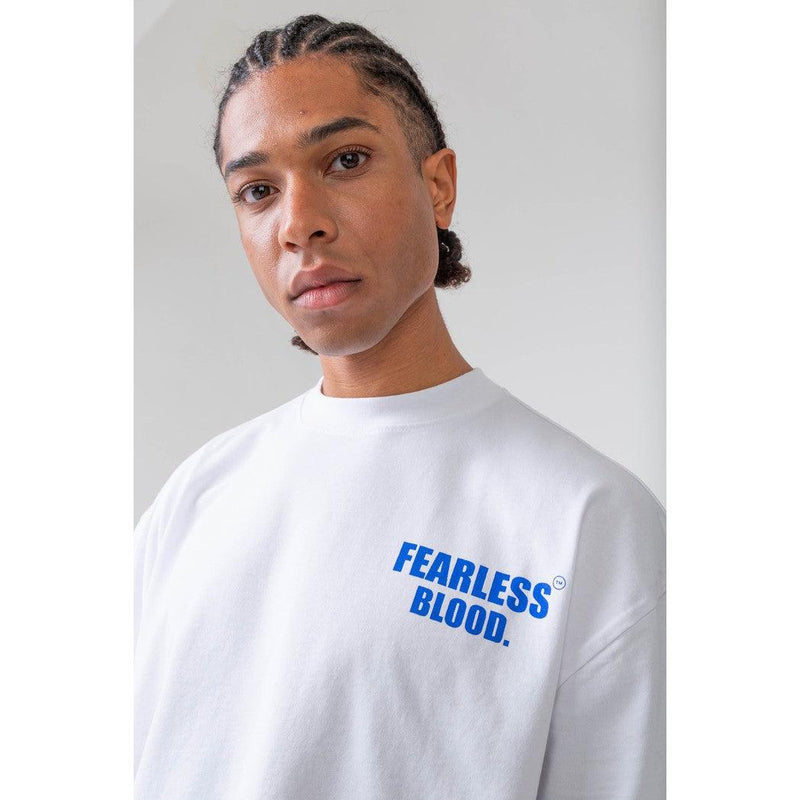 Fearless Blood Logo Tee White/Capri Blue-Fearless Blood-Mansion Clothing