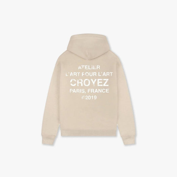 Gallery Grunge Hoodie Beige/White