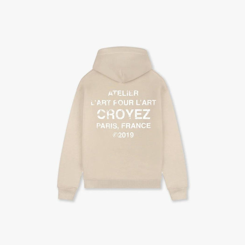 Gallery Grunge Hoodie Beige/White-Croyez-Mansion Clothing