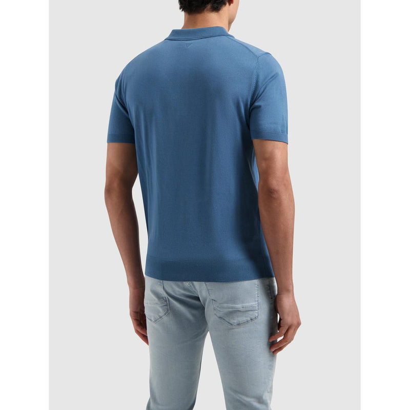 Half-zip Knitwear Polo Mid Blue-Pure Path-Mansion Clothing