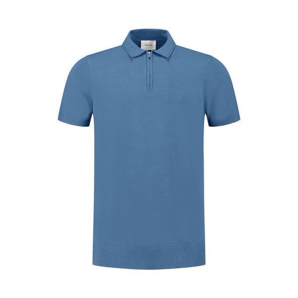 Half-zip Knitwear Polo Mid Blue-Pure Path-Mansion Clothing