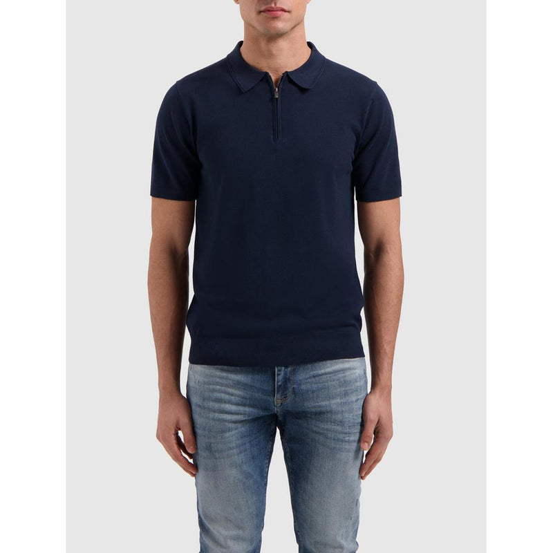 Half-zip Knitwear Polo Navy-Pure Path-Mansion Clothing