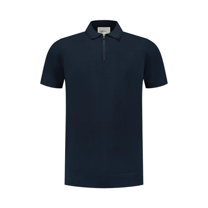 Half-zip Knitwear Polo Navy-Pure Path-Mansion Clothing