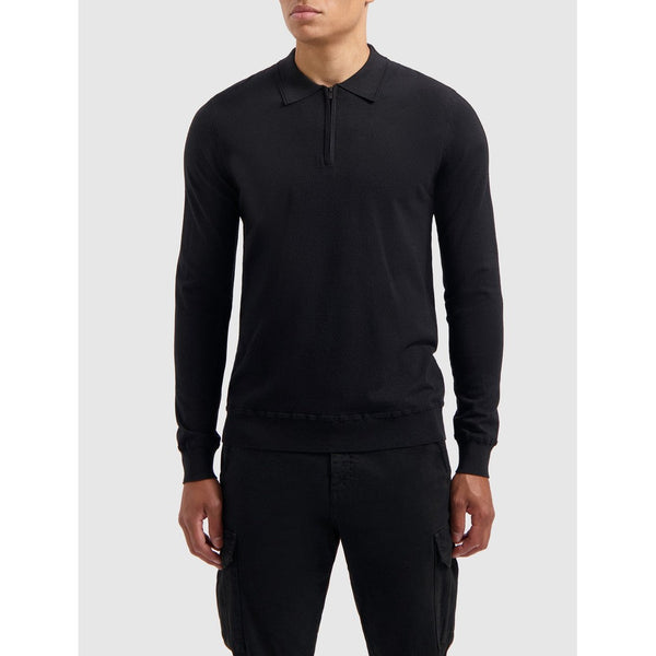 Halfzip Polo Knitwear Black-Pure Path-Mansion Clothing