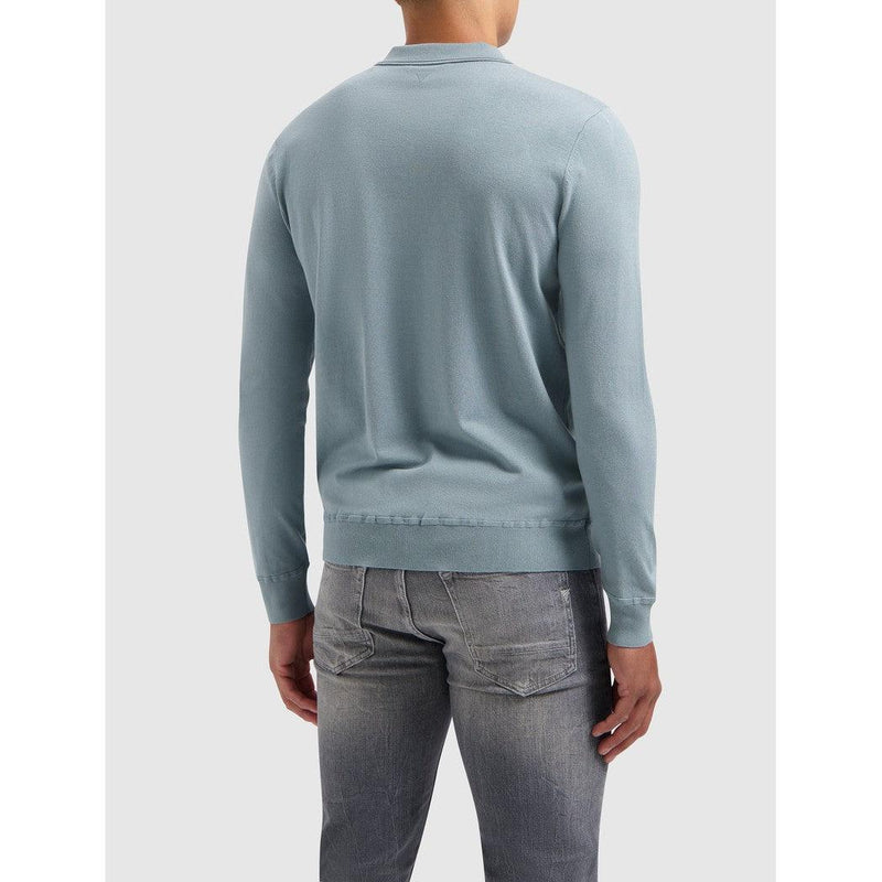 Halfzip Polo Knitwear Blue Grey-Pure Path-Mansion Clothing