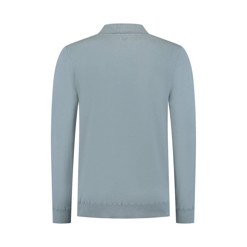 Halfzip Polo Knitwear Blue Grey-Pure Path-Mansion Clothing