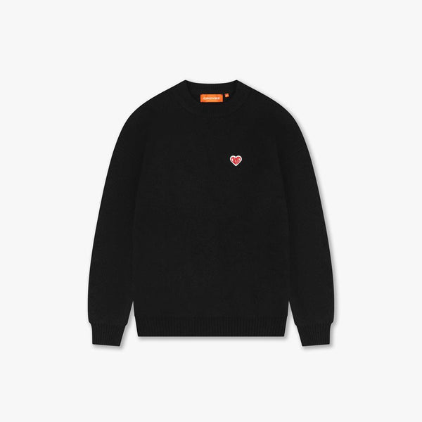 Heart Knit Sweater Black-CROYEZ-Mansion Clothing