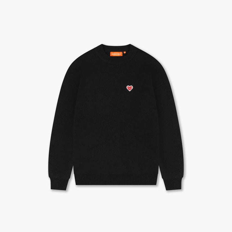 Heart Knit Sweater Black