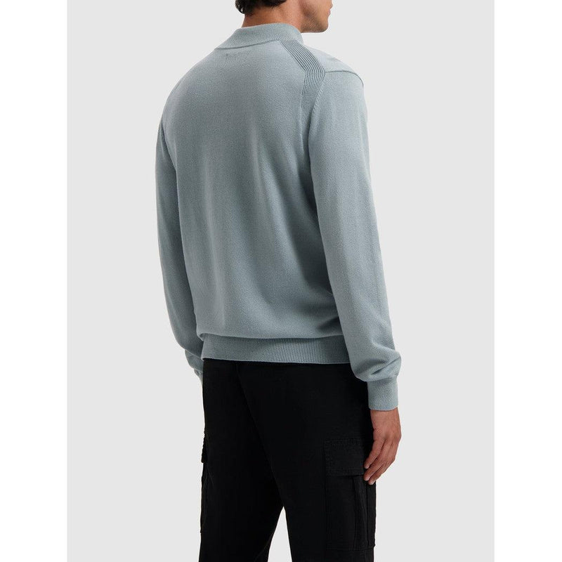 Hidden Halfzip Knitwear Blue Grey-Pure Path-Mansion Clothing