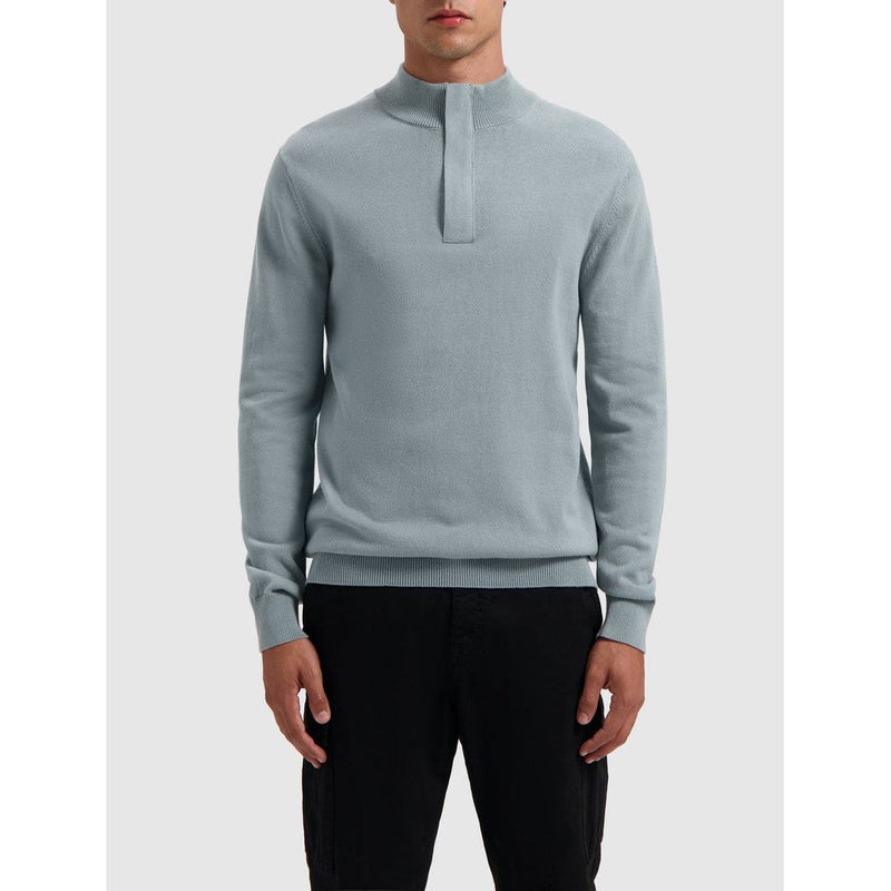 Hidden Halfzip Knitwear Blue Grey-Pure Path-Mansion Clothing