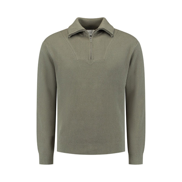 Loose fit Halfzip Knitwear Army Green-Pure Path-Mansion Clothing