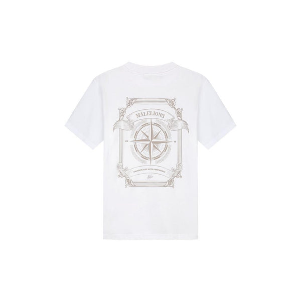 Malelions Men Compass T-Shirt MM1-SS25-29 White-Malelions-Mansion Clothing