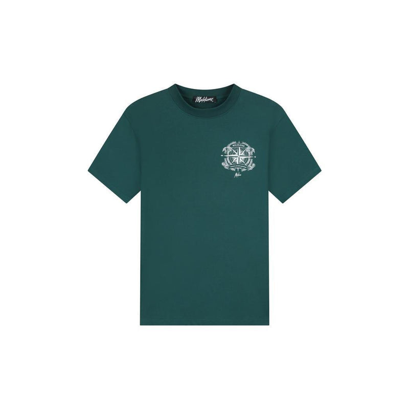 Malelions Men Compass T-Shirt Petrol Green