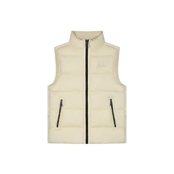 Malelions Men Matt Crinkle Padded Vest Beige