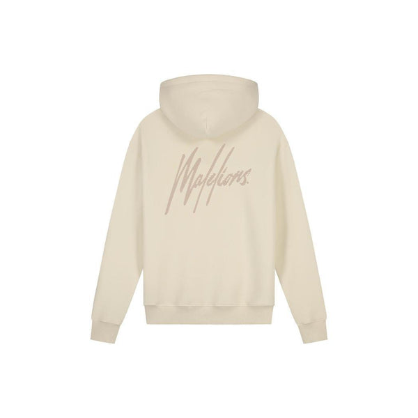 Malelions Men Striped Signature Half Zip Hoodie Beige