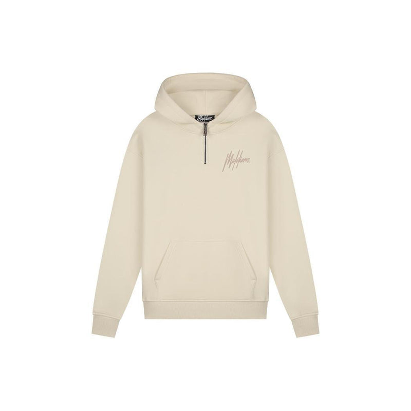 Malelions Men Striped Signature Half Zip Hoodie Beige-Malelions-Mansion Clothing