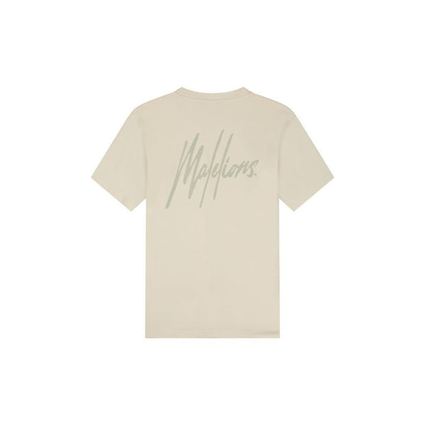 Malelions Men Striped Signature T-Shirt Beige