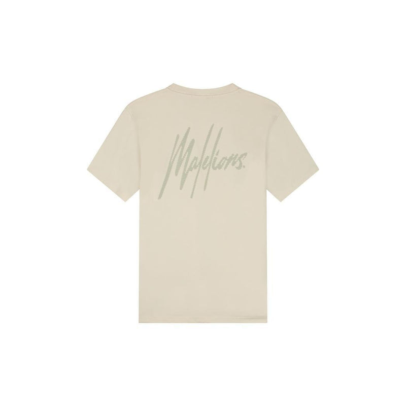 Malelions Men Striped Signature T-Shirt Beige-Malelions-Mansion Clothing