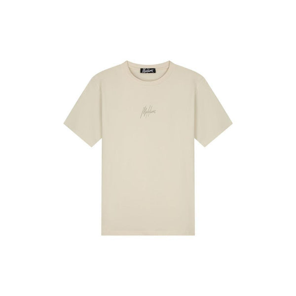 Malelions Men Striped Signature T-Shirt Beige