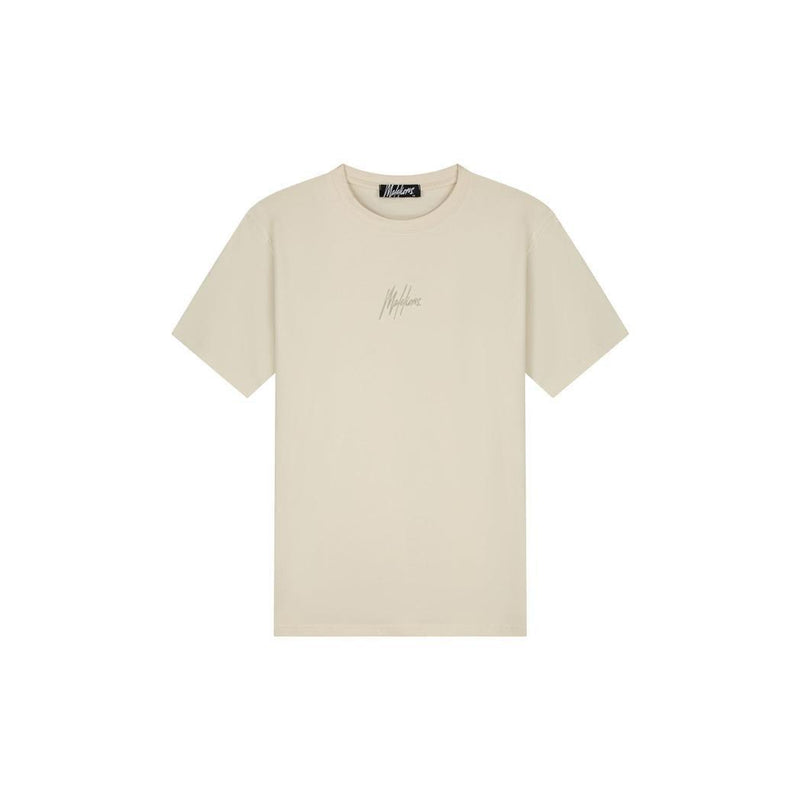 Malelions Men Striped Signature T-Shirt Beige