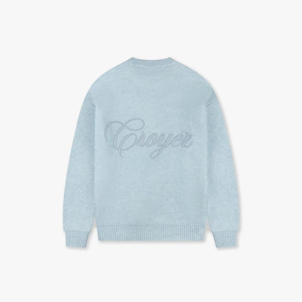 Script Knit Sweater Light Blue-CROYEZ-Mansion Clothing