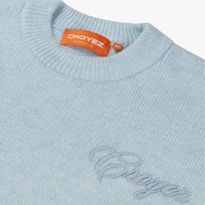 Script Knit Sweater Light Blue-CROYEZ-Mansion Clothing