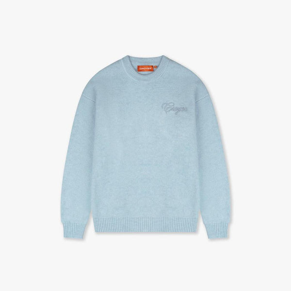 Script Knit Sweater Light Blue