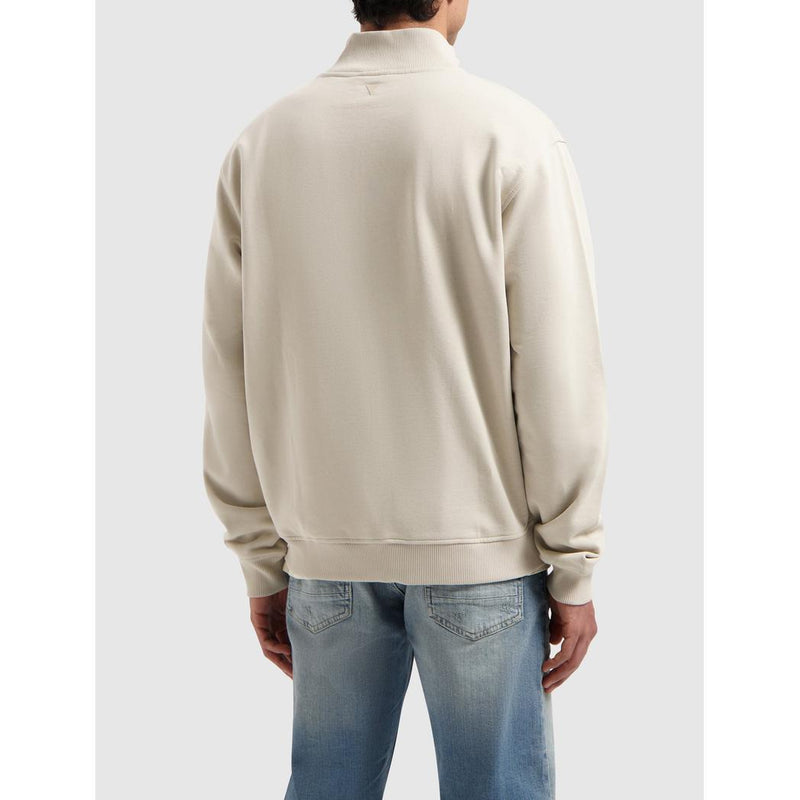 Stand-Up Collar Zip Sweater Sand-Pure Path-Mansion Clothing