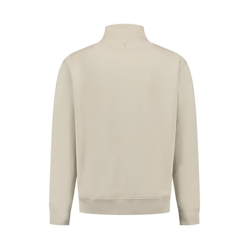 Stand-Up Collar Zip Sweater Sand-Pure Path-Mansion Clothing