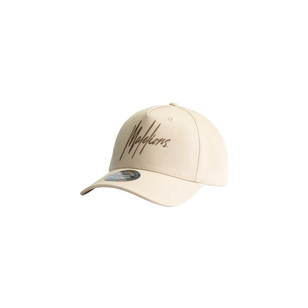 Striped Signature Cap Beige-Malelions-Mansion Clothing