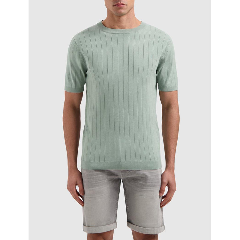 Vertical Striped Knitwear T-shirt Army Green