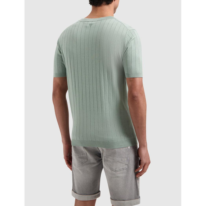 Vertical Striped Knitwear T-shirt Army Green