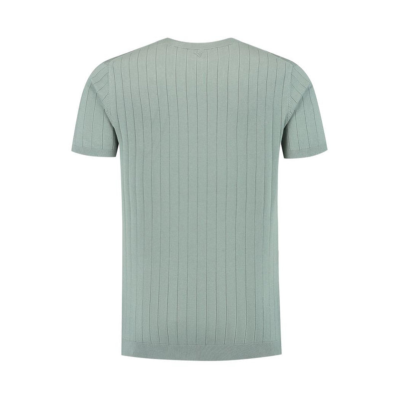 Vertical Striped Knitwear T-shirt Army Green