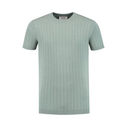 Vertical Striped Knitwear T-shirt Army Green