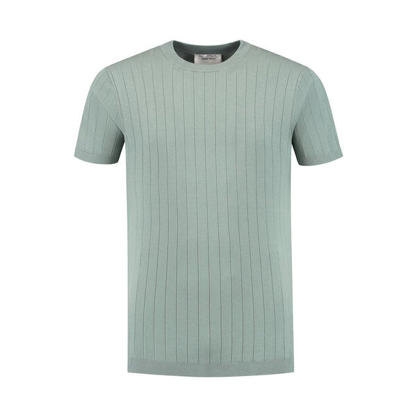 Vertical Striped Knitwear T-shirt Army Green