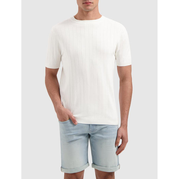 Vertical Striped Knitwear T-shirt Off White