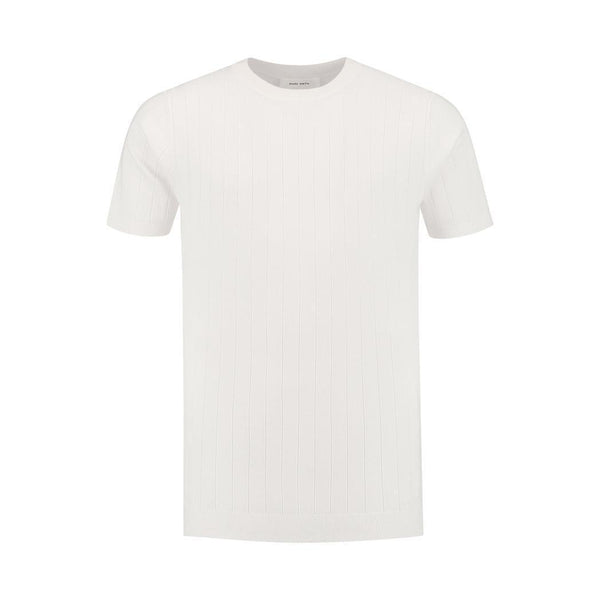 Vertical Striped Knitwear T-shirt Off White