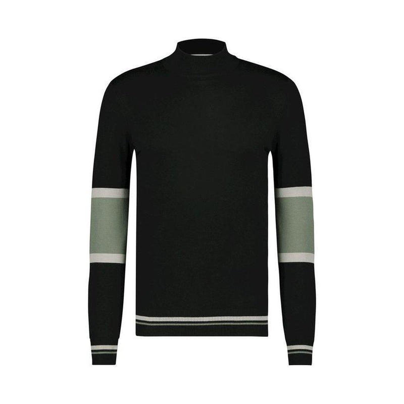 Mockneck Sweater - Black-Purewhite-Mansion Clothing