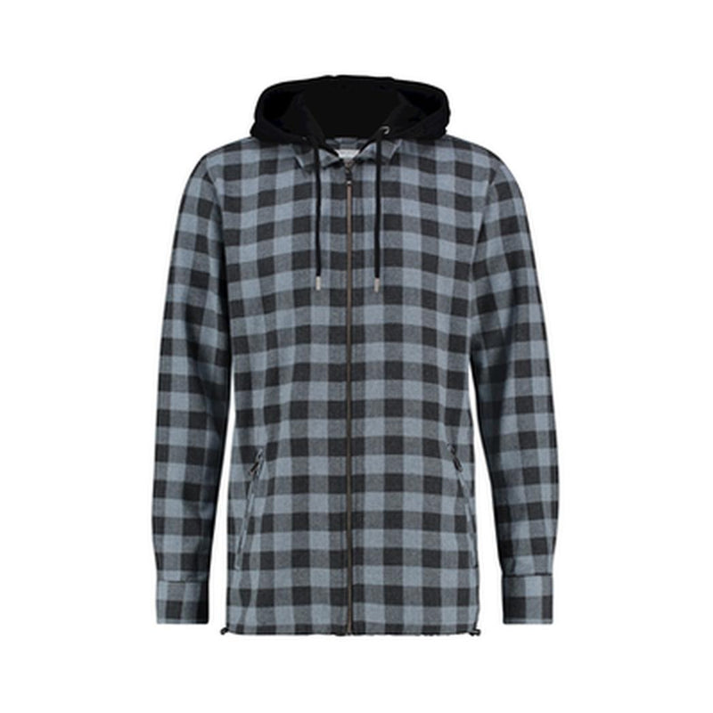 Purewhite Check Hooded Zip Shirt-Purewhite-Mansion Clothing